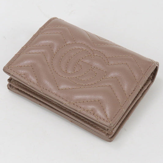 GUCCI 466492 DTD1T Bi-fold wallet GG Marmont Mini Wallet Quilted Leather pink Women