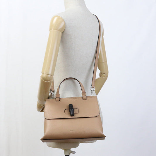 GUCCI GU82994 2WAY handbag Bamboo leather beige Women