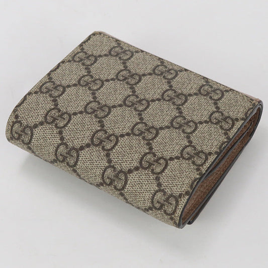 GUCCI 568587 17WAG 5788 Bi-fold wallet GG Marmont Flap Wallet GG Supreme Canvas,leather beige Women