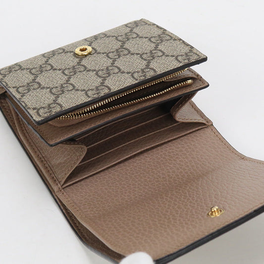 GUCCI 568587 17WAG 5788 Bi-fold wallet GG Marmont Flap Wallet GG Supreme Canvas,leather beige Women