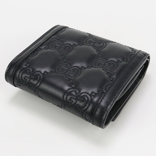 GUCCI 723799 Bi-fold wallet GG matelasse Medium wallet  leather black Women