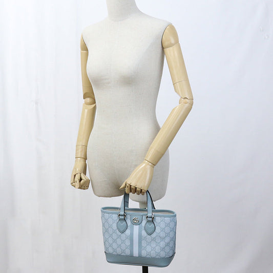 GUCCI 811716 FAD03 8741 Tote Bag Double G 2way mini bag GG Supreme Canvas, leather Light Blue Women