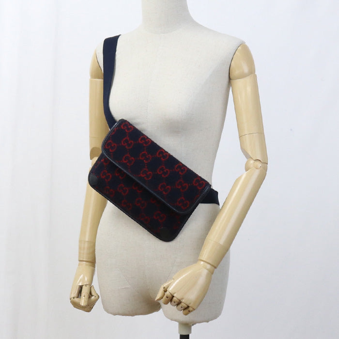 GUCCI 598181 Belt bag GG wool body bag wool navy Women