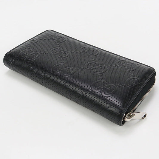 GUCCI 625558 GG emboss PurseZip Around leather black mens