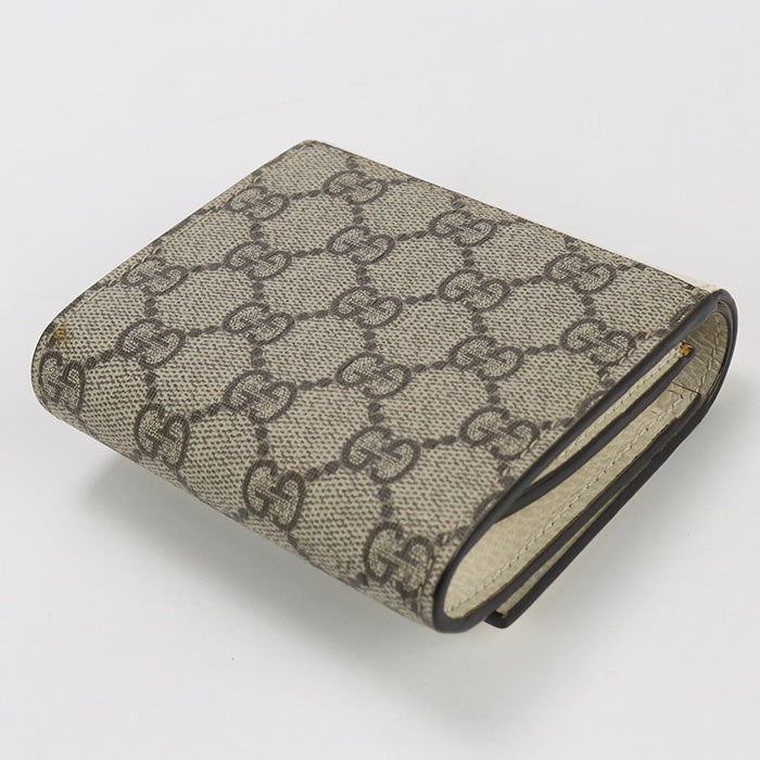 GUCCI GU84766 Medium wallet Double G Folded wallet GG Supreme Beige Women