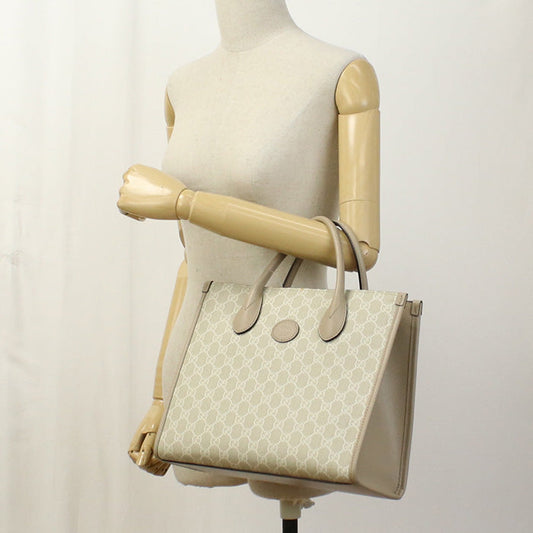 GUCCI 659983 Tote Bag Interlocking G Small 2way Tote Bag GG Supreme, leather beige Women