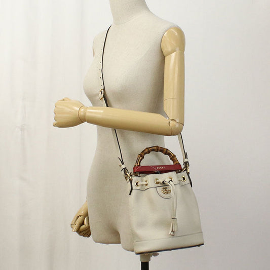 GUCCI 724667 Mini bucket bag Gucci Diana Hand Shoulder bag leather White Women