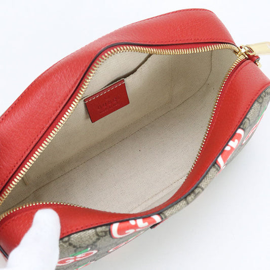 GUCCI 574886 Shoulder Bag GG Apple Diagonal GG Supreme/leather brown Women