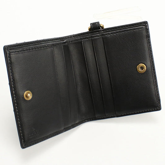 GUCCI GU86579 Bifold Wallet GG Marmont Folded leather Black Women