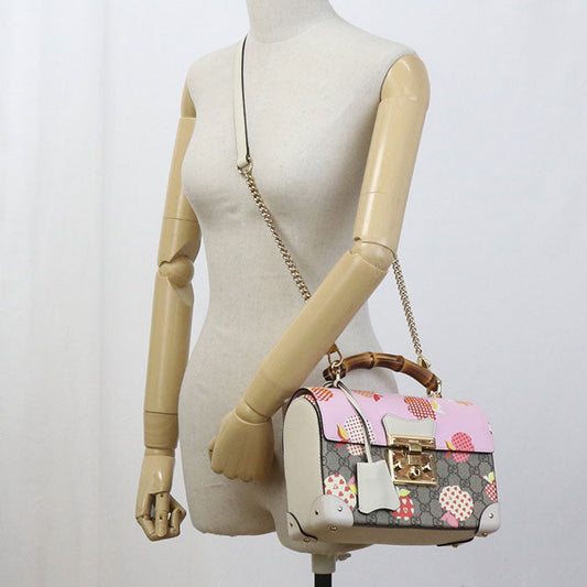 GUCCI 603221 Bamboo 2WAY Handbag shoulder bag Padlock GG Supreme multicolor Women