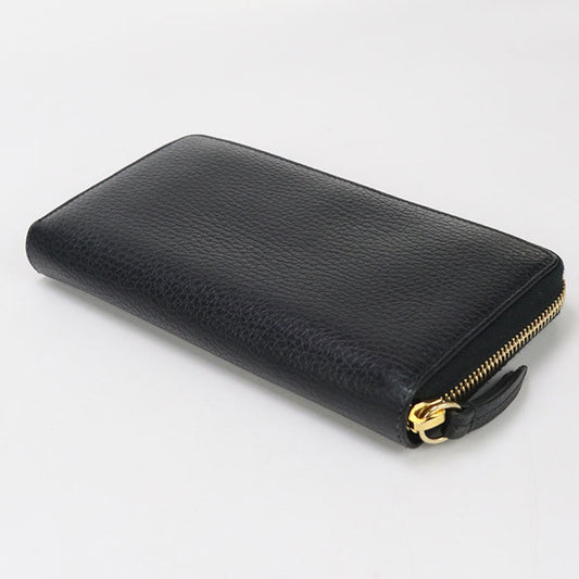 GUCCI 456117 Zip around wallet Double G PurseZip Around leather black Women