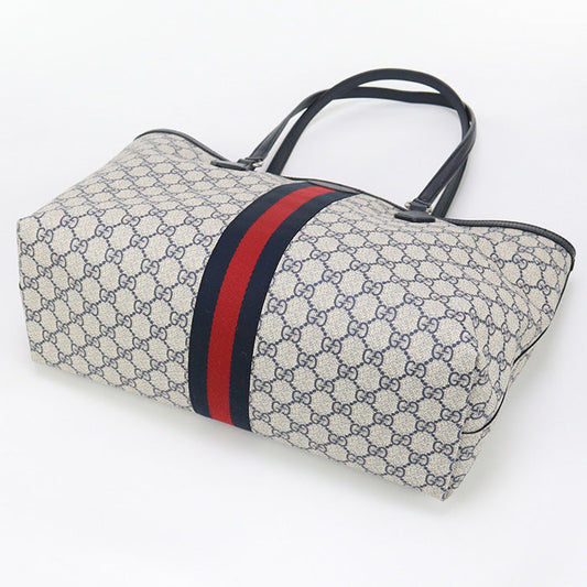 GUCCI 631685 96IWN 4076 Medium Tote Bag Ofidia GG Supreme/leather navy Women