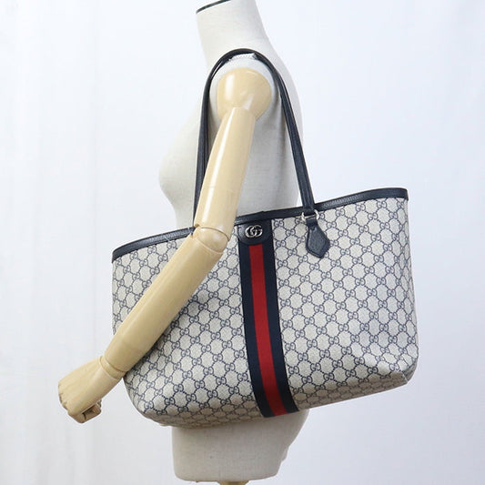 GUCCI 631685 96IWN 4076 Medium Tote Bag Ofidia GG Supreme/leather navy Women