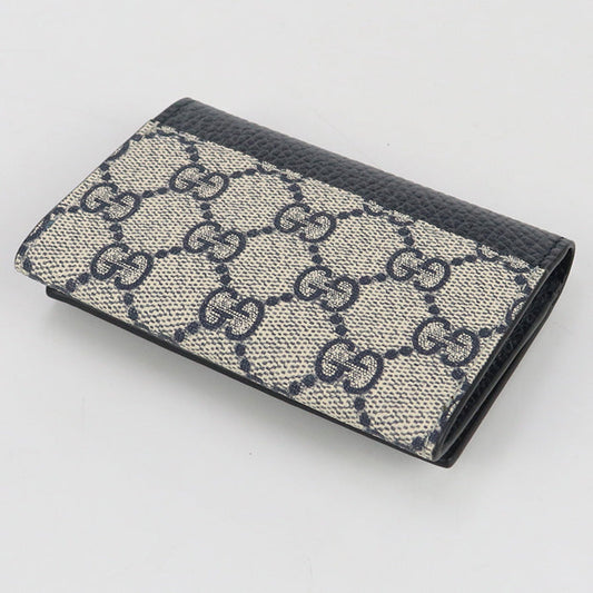 GUCCI 739525 17WAG 4041 Card Case Double G  Business card holder GG Supreme Canvas, leather Navy unisex