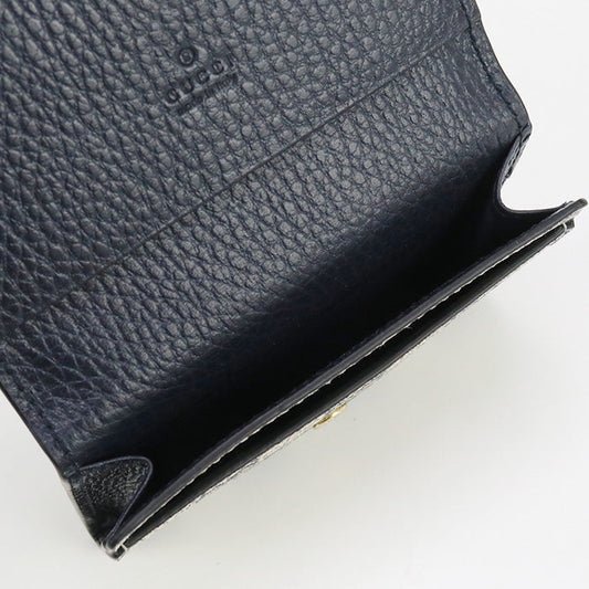 GUCCI 739525 17WAG 4041 Card Case Double G  Business card holder GG Supreme Canvas, leather Navy unisex