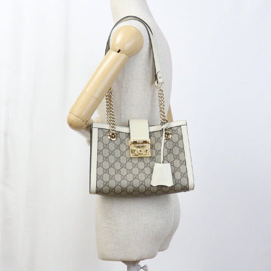 GUCCI GU88506 Small Shoulder Bag Padlock  GG Supreme Canvas beige Bag Women