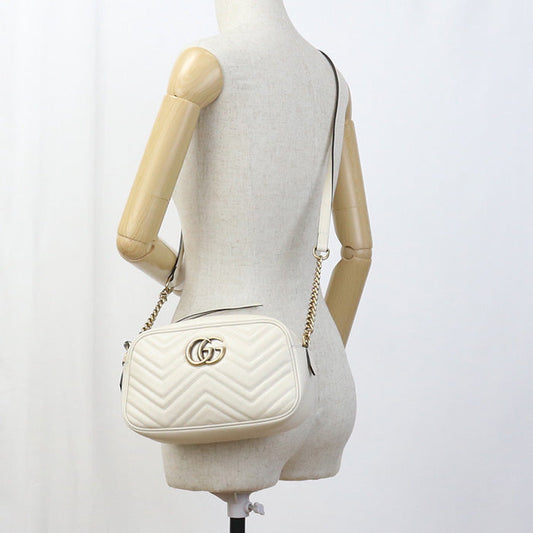 GUCCI 447632 Shoulder Bag GG Marmont Small Shoulder Bag/Quilted Pochette Bag leather white Women