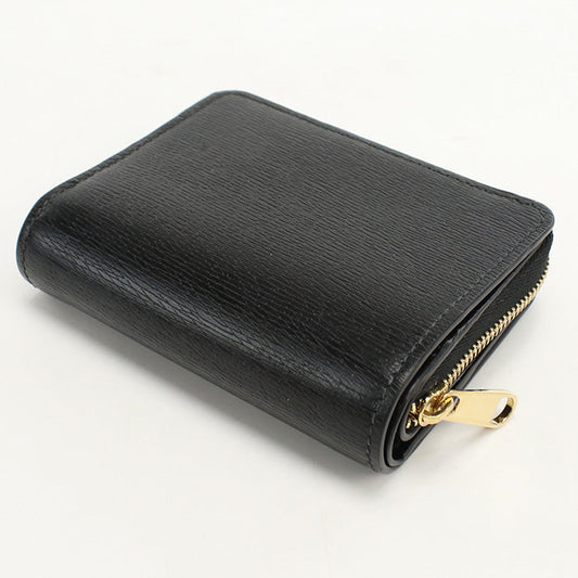 GUCCI 772639 0OP0N 1000 Bi-fold wallet Gucci Script Mini U-shaped zipper wallet leather black unisex