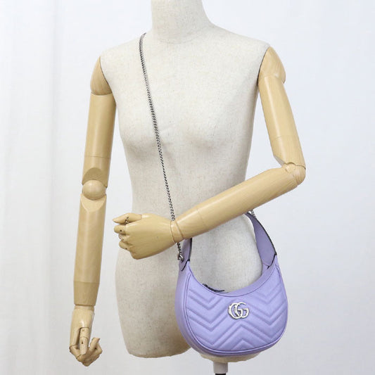 GUCCI 699514 2WAY GG Marmont Handbag leather purple Women