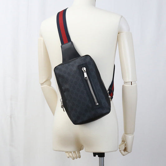 GUCCI 478325 body bag Soft GG Supreme Belt bag GG Supreme Canvas black mens