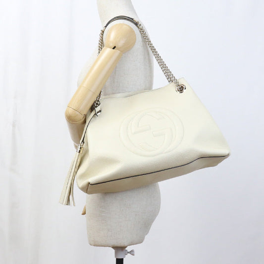 GUCCI GU90132 ChainShoulder Soho  leather Bag white Women