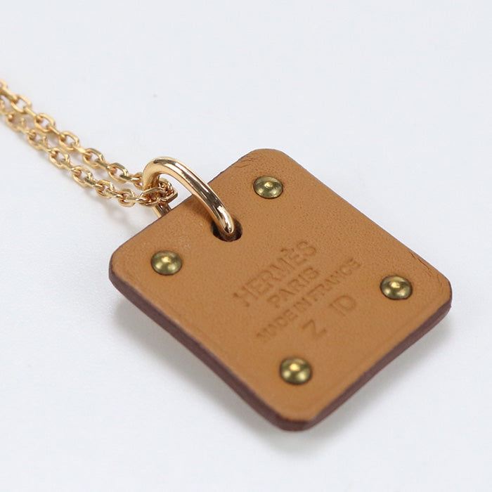 HERMES Necklace Asdukur metal/wood Brown gold Women