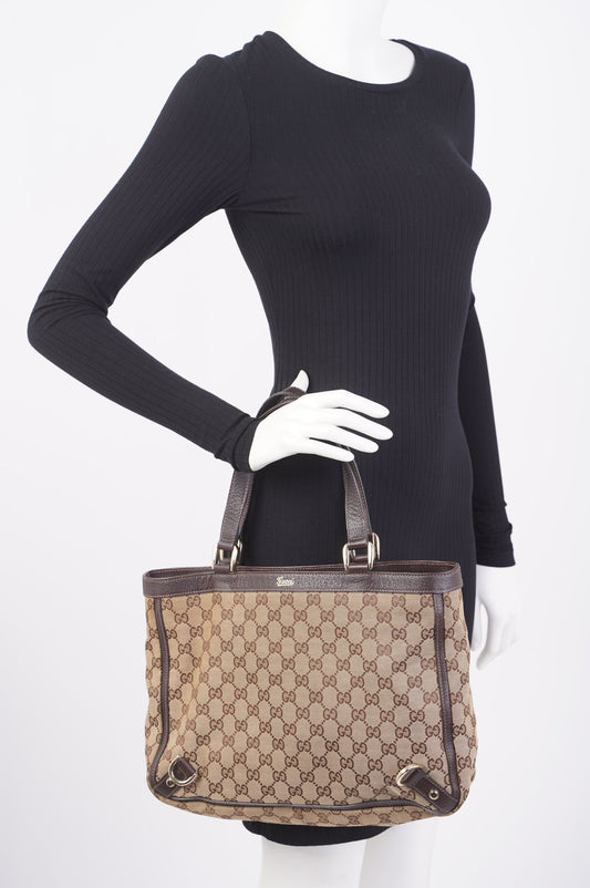 Gucci Abbey Tote Bag Supreme Print / Brown Canvas