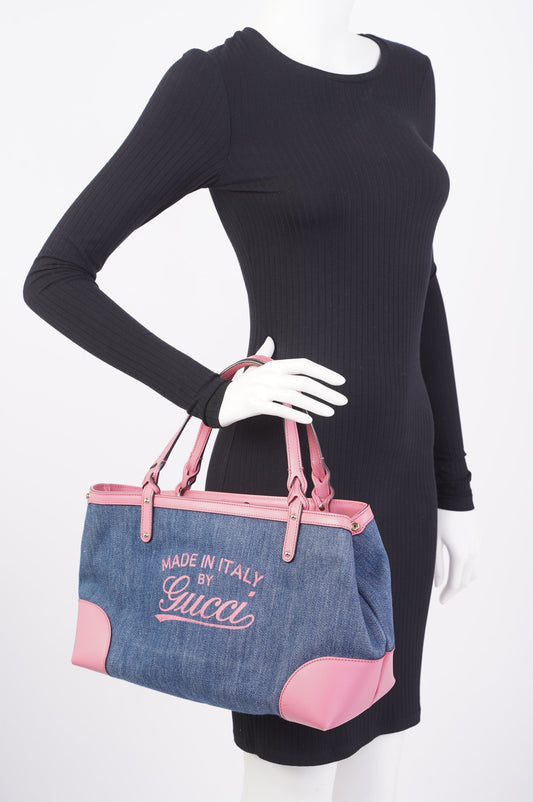 Gucci Craft Tote Blue / Pink Denim
